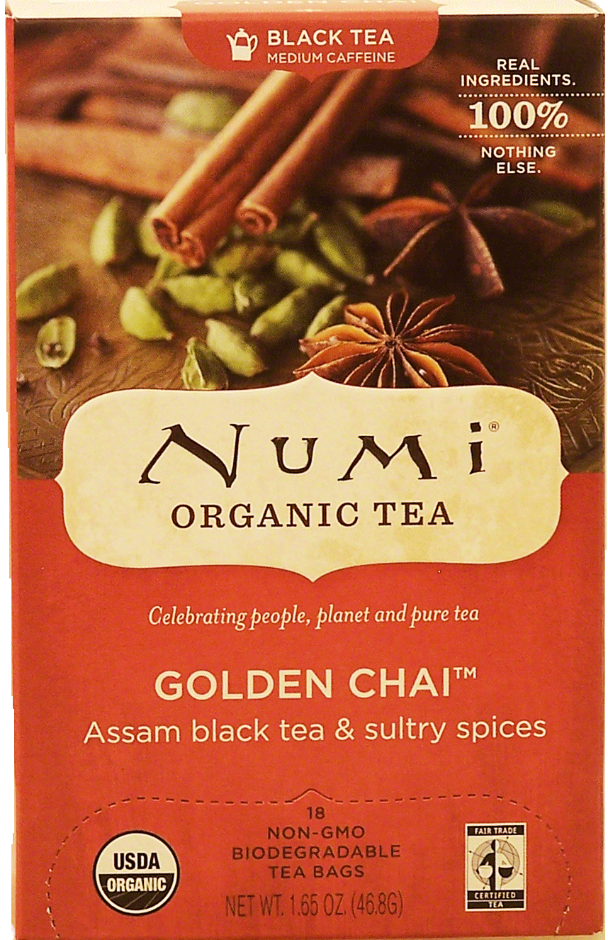 Numi Golden Chai assam black tea & sultry spices, medium caffeine, 18-tea bags Full-Size Picture